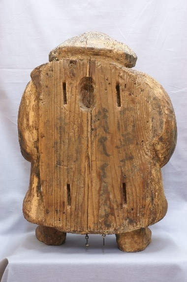木造 大黒天立像（応永19年〈1412〉銘） 背面矧面銘文部分